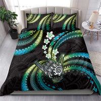 Hawaii Shaka Sign Bedding Set Fantastic Frangipani Chartreuse Cyan