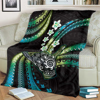 Hawaii Shaka Sign Blanket Fantastic Frangipani Chartreuse Cyan