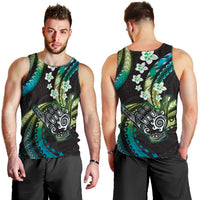 Hawaii Shaka Sign Men Tank Top Fantastic Frangipani Chartreuse Cyan