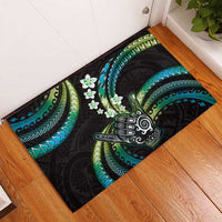 Hawaii Shaka Sign Rubber Doormat Fantastic Frangipani Chartreuse Cyan