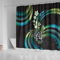 Hawaii Shaka Sign Shower Curtain Fantastic Frangipani Chartreuse Cyan