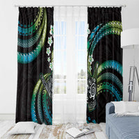 Hawaii Shaka Sign Window Curtain Fantastic Frangipani Chartreuse Cyan