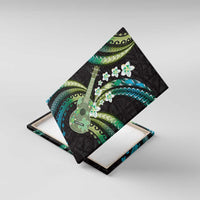 Hawaiian Ukulele Canvas Wall Art Chartreuse Cyan Fantastic Plumeria