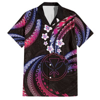Hawaii Map Kanaka Maoli Family Matching Off Shoulder Short Dress and Hawaiian Shirt Fantastic Frangipani Sweet Dream