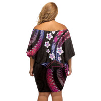 Hawaii Map Kanaka Maoli Family Matching Off Shoulder Short Dress and Hawaiian Shirt Fantastic Frangipani Sweet Dream