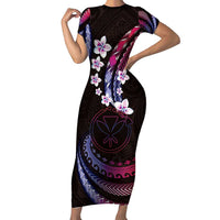 Hawaii Map Kanaka Maoli Family Matching Short Sleeve Bodycon Dress and Hawaiian Shirt Fantastic Frangipani Sweet Dream