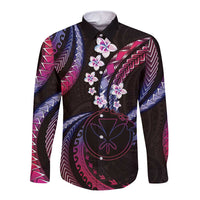 Hawaii Map Kanaka Maoli Long Sleeve Button Shirt Fantastic Frangipani Sweet Dream