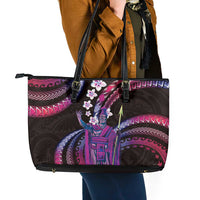 Hawaii King Kamehameha Leather Tote Bag Fantastic Plumeria Sweet Vibes