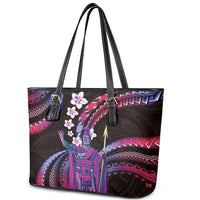 Hawaii King Kamehameha Leather Tote Bag Fantastic Plumeria Sweet Vibes