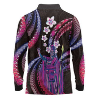 Hawaii King Kamehameha Long Sleeve Polo Shirt Fantastic Plumeria Sweet Vibes