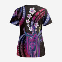 Hawaii King Kamehameha Scrub Top Fantastic Plumeria Sweet Vibes - Polynesian Pride