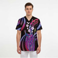 Hawaii King Kamehameha Scrub Top Fantastic Plumeria Sweet Vibes - Polynesian Pride