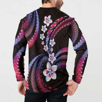 Hawaii Plumeria Button Sweatshirt Sweet Gradient Polynesian Pattern