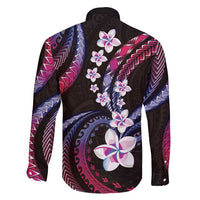 Hawaii Plumeria Family Matching Long Sleeve Bodycon Dress and Hawaiian Shirt Sweet Gradient Polynesian Pattern