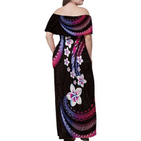 Hawaii Plumeria Family Matching Off Shoulder Maxi Dress and Hawaiian Shirt Sweet Gradient Polynesian Pattern