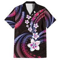 Hawaii Plumeria Family Matching Off Shoulder Short Dress and Hawaiian Shirt Sweet Gradient Polynesian Pattern