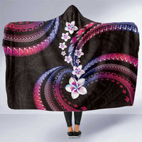 Hawaii Plumeria Hooded Blanket Sweet Gradient Polynesian Pattern