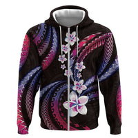 Hawaii Plumeria Hoodie Sweet Gradient Polynesian Pattern