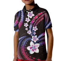 Hawaii Plumeria Kid Polo Shirt Sweet Gradient Polynesian Pattern