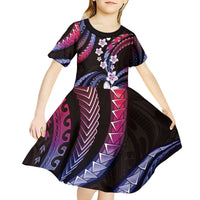 Hawaii Plumeria Kid Short Sleeve Dress Sweet Gradient Polynesian Pattern