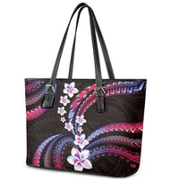 Hawaii Plumeria Leather Tote Bag Sweet Gradient Polynesian Pattern