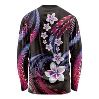 Hawaii Plumeria Long Sleeve Shirt Sweet Gradient Polynesian Pattern