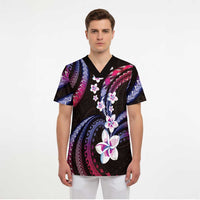 Hawaii Plumeria Scrub Top Sweet Gradient Polynesian Pattern - Polynesian Pride