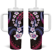 Hawaii Plumeria Tumbler With Handle Sweet Gradient Polynesian Pattern