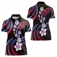 Hawaii Plumeria Women Polo Shirt Sweet Gradient Polynesian Pattern