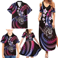 Hawaii Shaka Sign Family Matching Summer Maxi Dress and Hawaiian Shirt Fantastic Frangipani Sweet Vibes