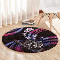 Hawaii Shaka Sign Round Carpet Fantastic Frangipani Sweet Vibes