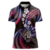 Hawaii Shaka Sign Women Polo Shirt Fantastic Frangipani Sweet Vibes