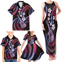 Hawaiian Ukulele Family Matching Tank Maxi Dress and Hawaiian Shirt Sweet Dream Fantastic Plumeria