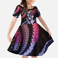 Hawaiian Ukulele Kid Short Sleeve Dress Sweet Dream Fantastic Plumeria LT01 KID Pink - Polynesian Pride