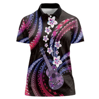 Hawaiian Ukulele Women Polo Shirt Sweet Dream Fantastic Plumeria