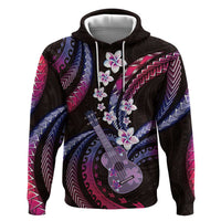 Hawaiian Ukulele Zip Hoodie Sweet Dream Fantastic Plumeria