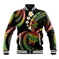 Hawaii Turtles Plumeria Baseball Jacket Reggae Polynesian Pattern