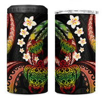 Hawaii Turtles Plumeria 4 in 1 Can Cooler Tumbler Reggae Polynesian Pattern