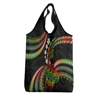 Hawaii Turtles Plumeria Grocery Bag Reggae Polynesian Pattern