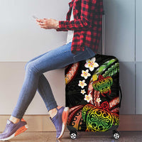 Hawaii Turtles Plumeria Luggage Cover Reggae Polynesian Pattern