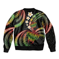 Hawaii Turtles Plumeria Sleeve Zip Bomber Jacket Reggae Polynesian Pattern LT01 - Polynesian Pride
