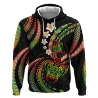 Hawaii Turtles Plumeria Zip Hoodie Reggae Polynesian Pattern