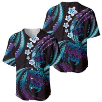 Hawaii Turtles Plumeria Baseball Jersey Amethyst Gradient Polynesian Pattern