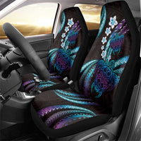 Hawaii Turtles Plumeria Car Seat Cover Amethyst Gradient Polynesian Pattern