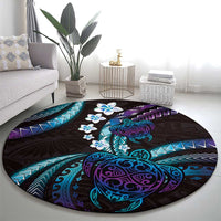 Hawaii Turtles Plumeria Round Carpet Amethyst Gradient Polynesian Pattern LT01 - Polynesian Pride