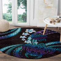 Hawaii Turtles Plumeria Round Carpet Amethyst Gradient Polynesian Pattern LT01 - Polynesian Pride