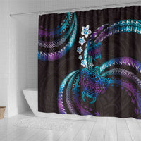 Hawaii Turtles Plumeria Shower Curtain Amethyst Gradient Polynesian Pattern