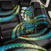 Hawaii Turtles Plumeria Back Car Seat Cover Chartreuse Cyan Polynesian Pattern