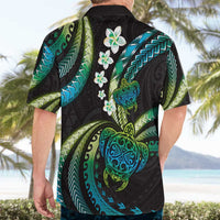 Hawaii Turtles Plumeria Hawaiian Shirt Chartreuse Cyan Polynesian Pattern