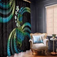 Hawaii Turtles Plumeria Window Curtain Chartreuse Cyan Polynesian Pattern LT01 - Polynesian Pride